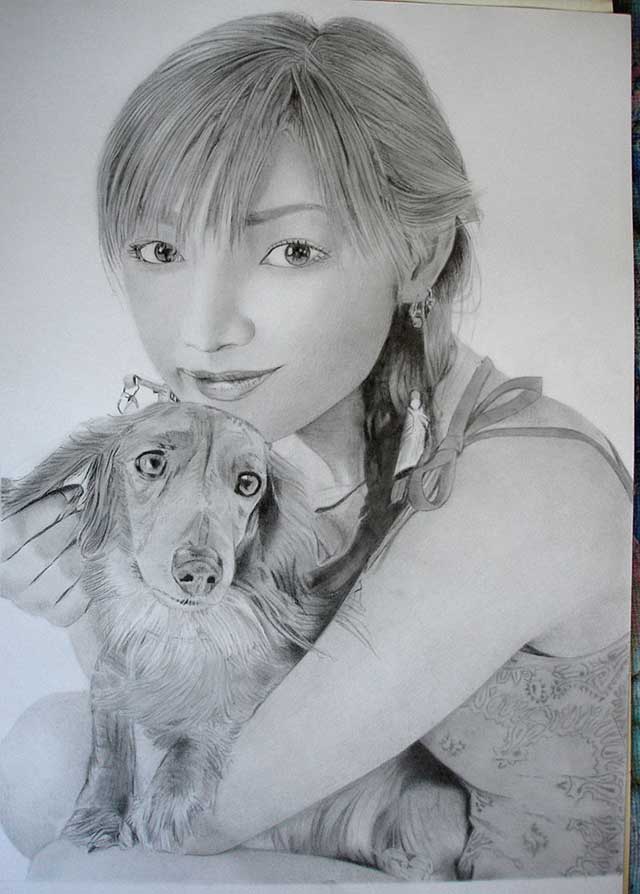 Gocchin drawing with dog